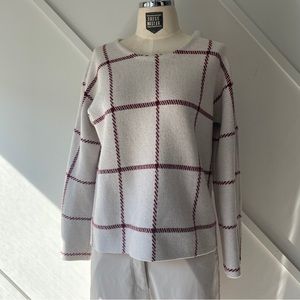 Maje Windowpane Check Wool Blend Sweater 2 (S) | Parisian Preppy